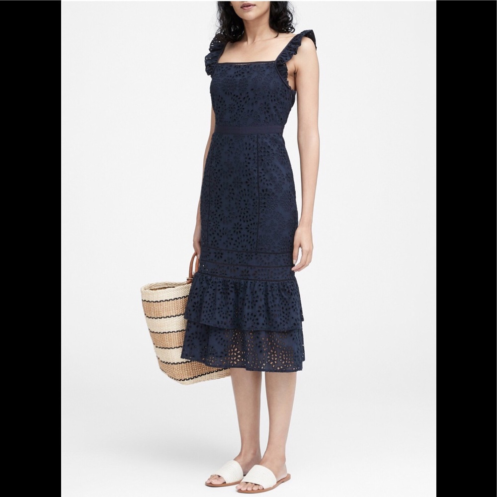 Banana Republic Navy Eyelet Dress